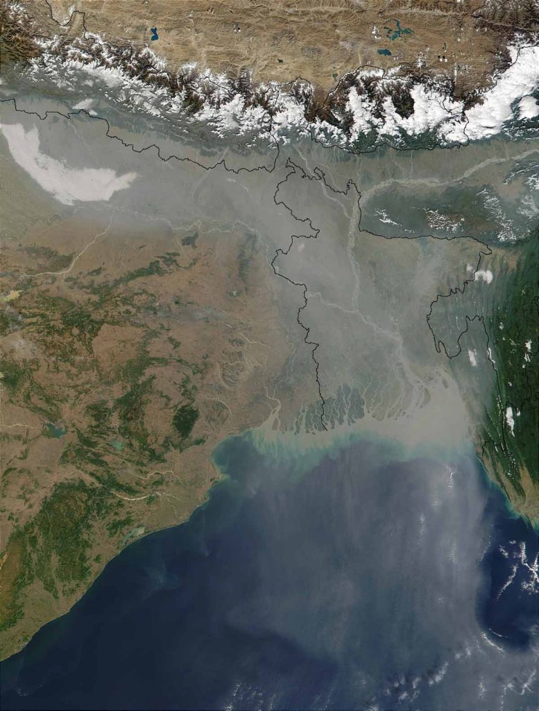 satellite view of aerosol pollution over India