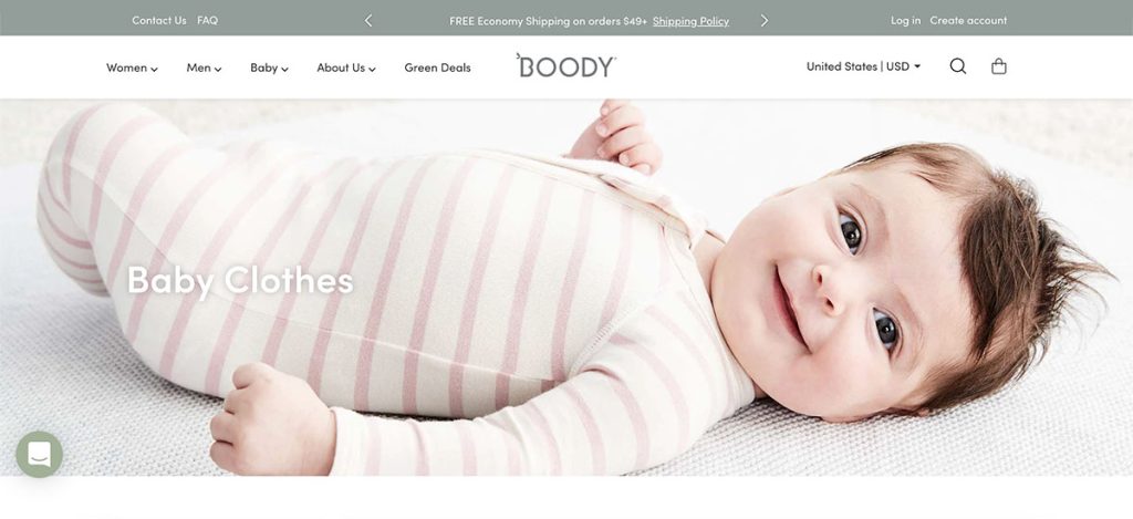 Boodywear homepage screenshot
