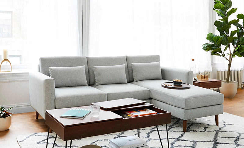 Burrow sustainable fabric sofa