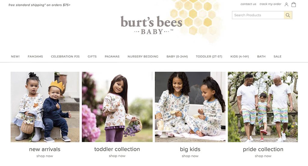 Burt's Bees Baby homepage