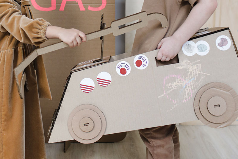 car toy made of cardboard