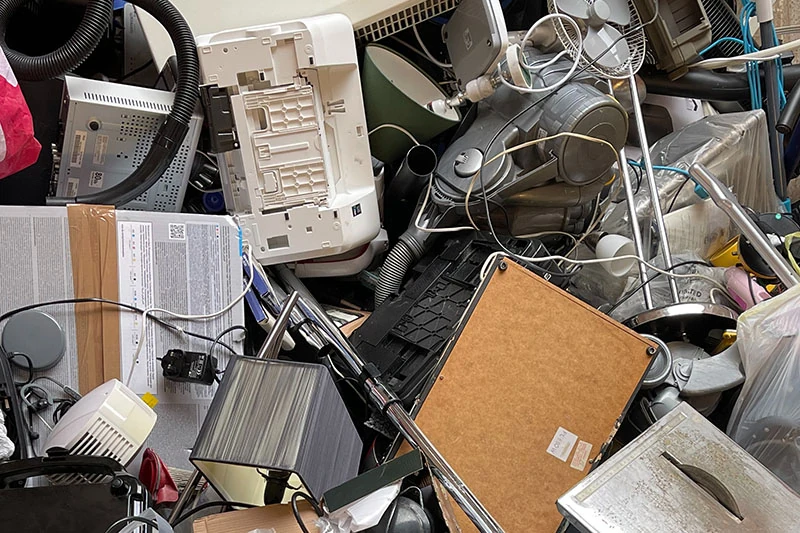 a pile of e-waste