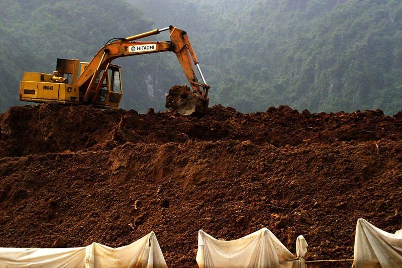 excavator machine  on land
