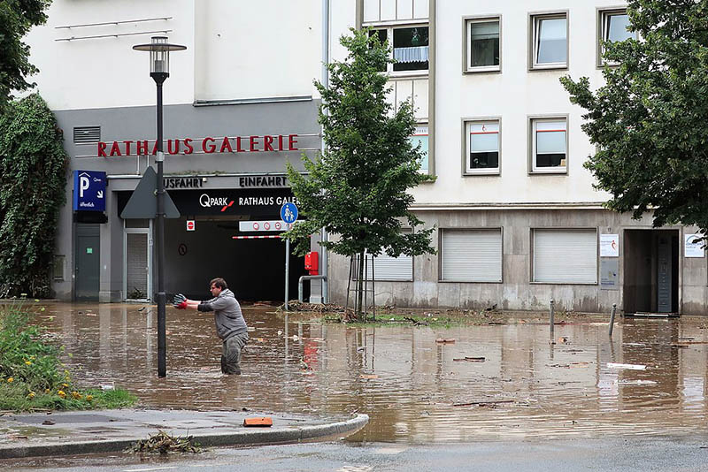 flooded residential street in Germany