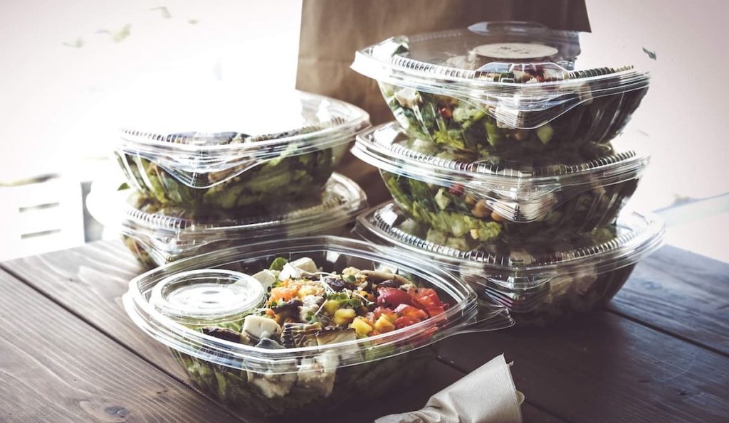 food packaged in plastic containers