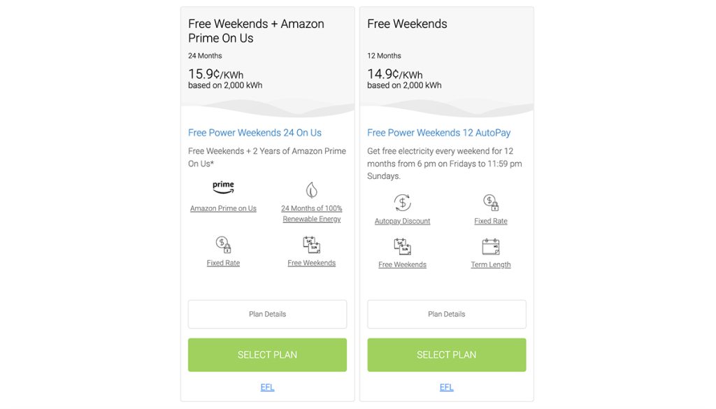 Free weekend electricity plans from Direct Energy