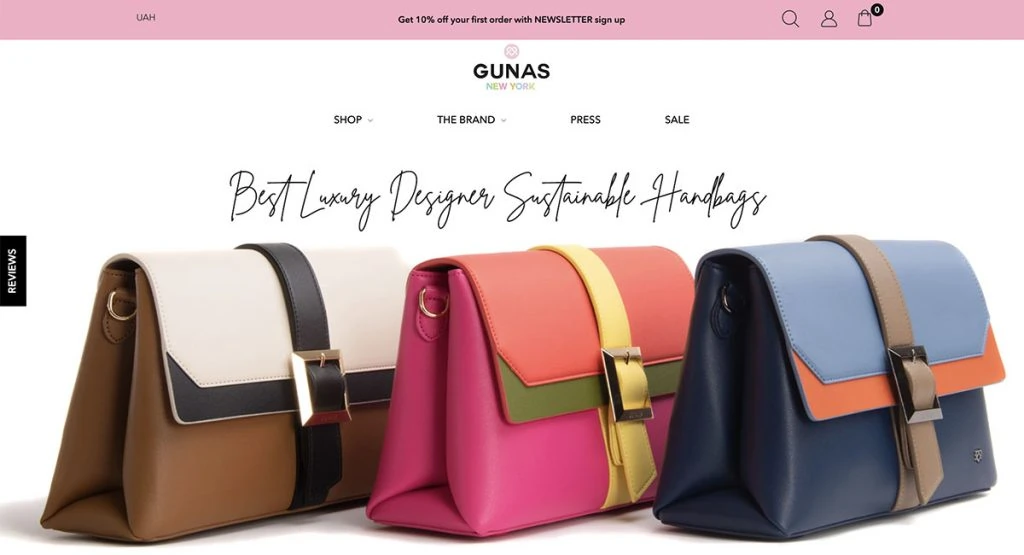 Gunas vegan handbags brand