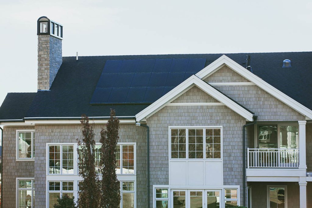 solar panels on a roof of the house