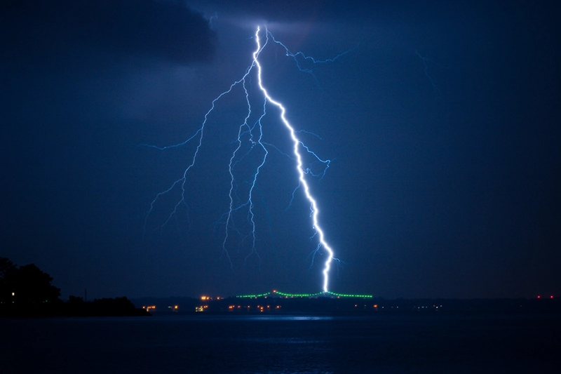 lightning over a city
