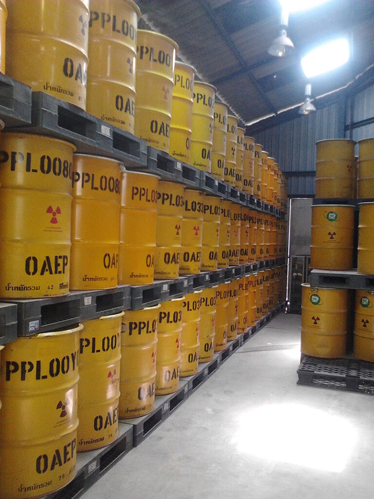 low-level radioactive waste barrels