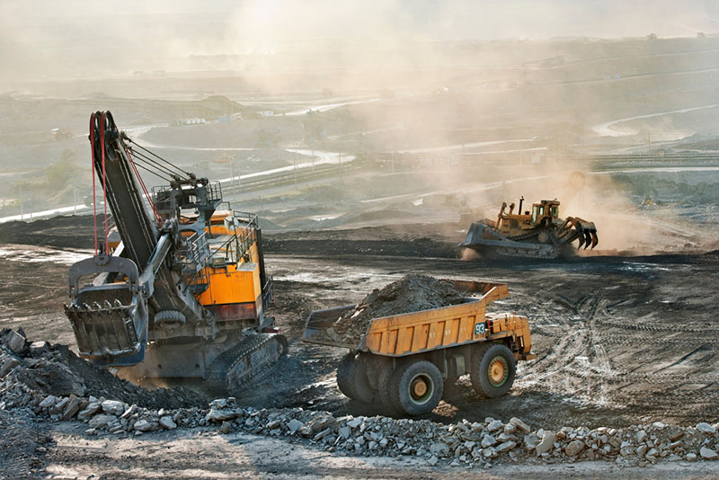 industrial machine on coal mine