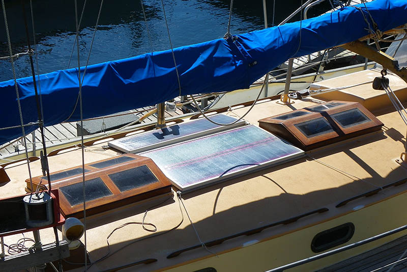 two marine solar panels on a boat