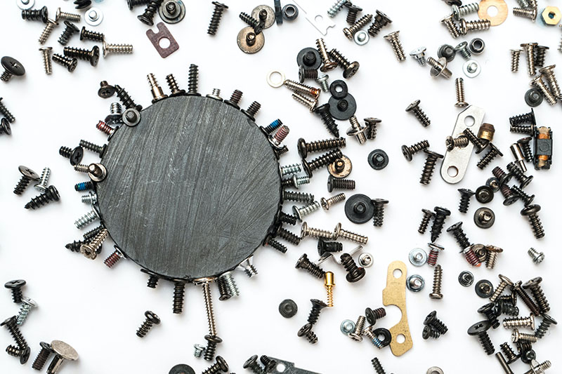 metal screws on a magnet