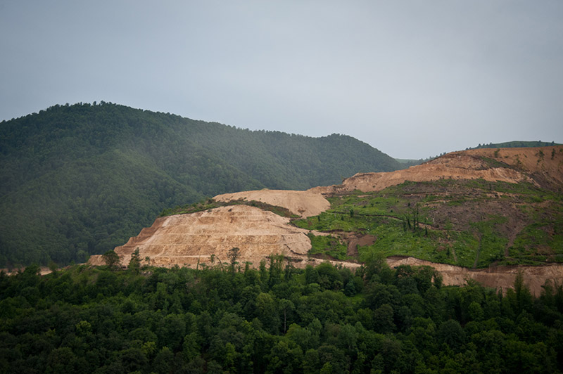 an open pit mine in the forest