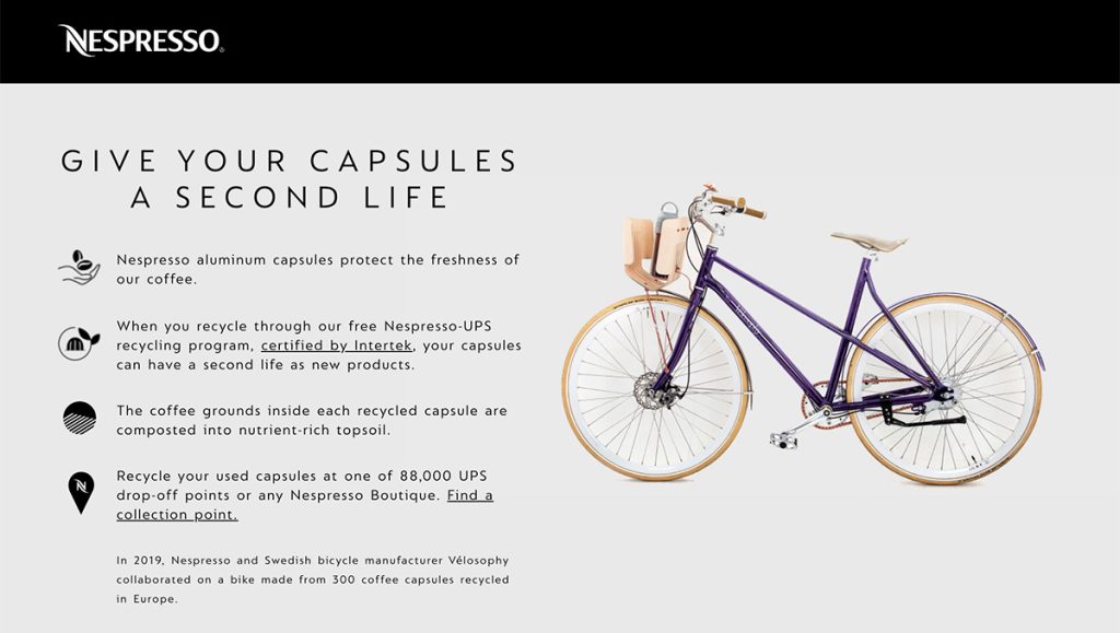 nespresso coffee pods recycling program