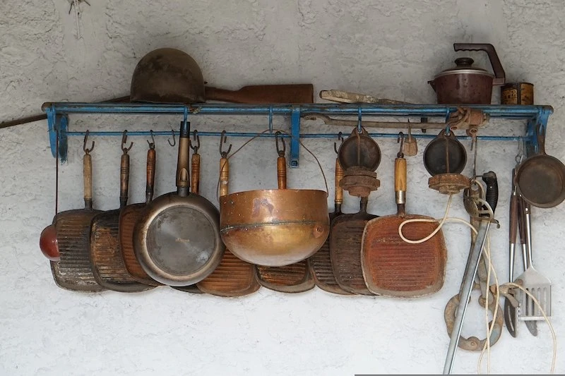 old used pots and pans