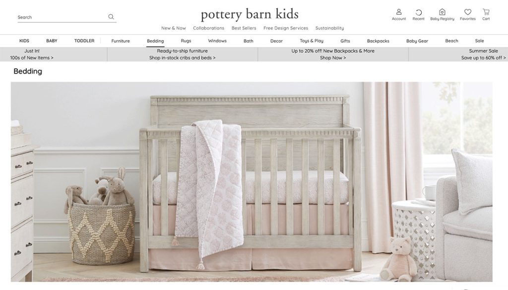 pottery barn kids homepage