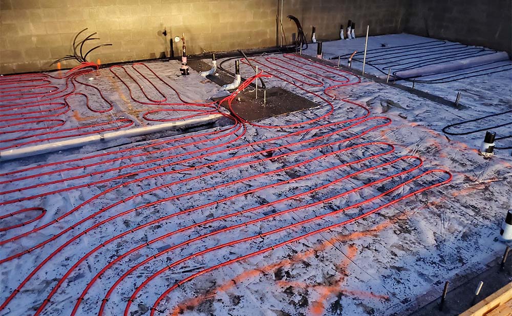 Radiant floor tubing in slab