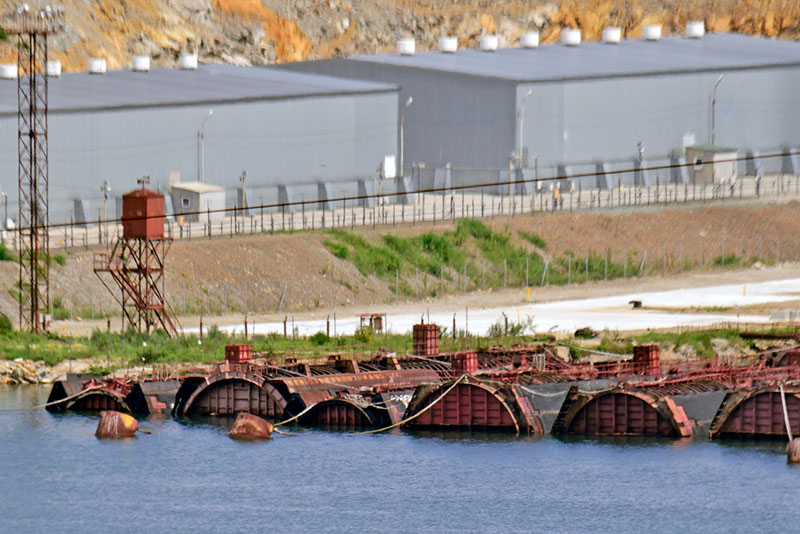 tanks with radioactive waste floating in the water