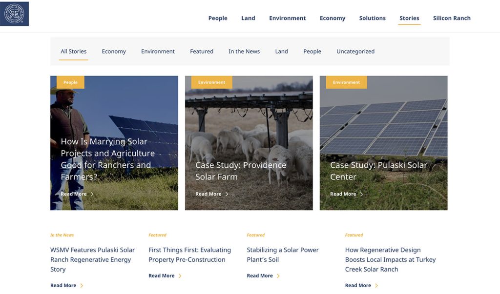 Regenerative energy website screenshot