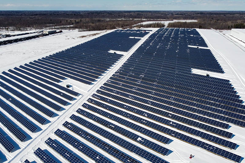 solar farm during the winter