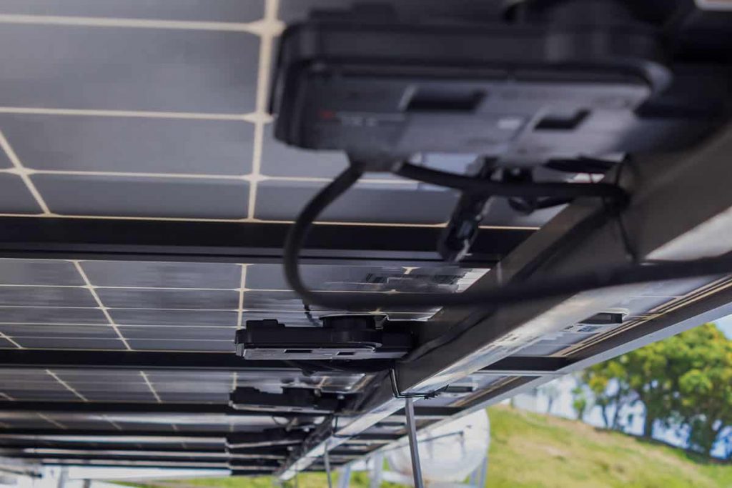 solar micro inverter located underneath the solar panel
