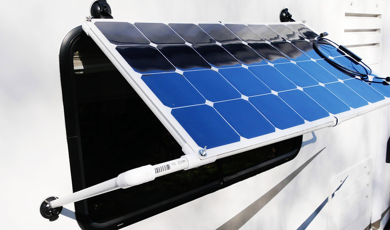 flexible solar panel installed as an awning