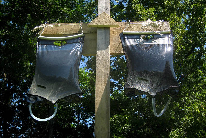 solar showers at the campsite