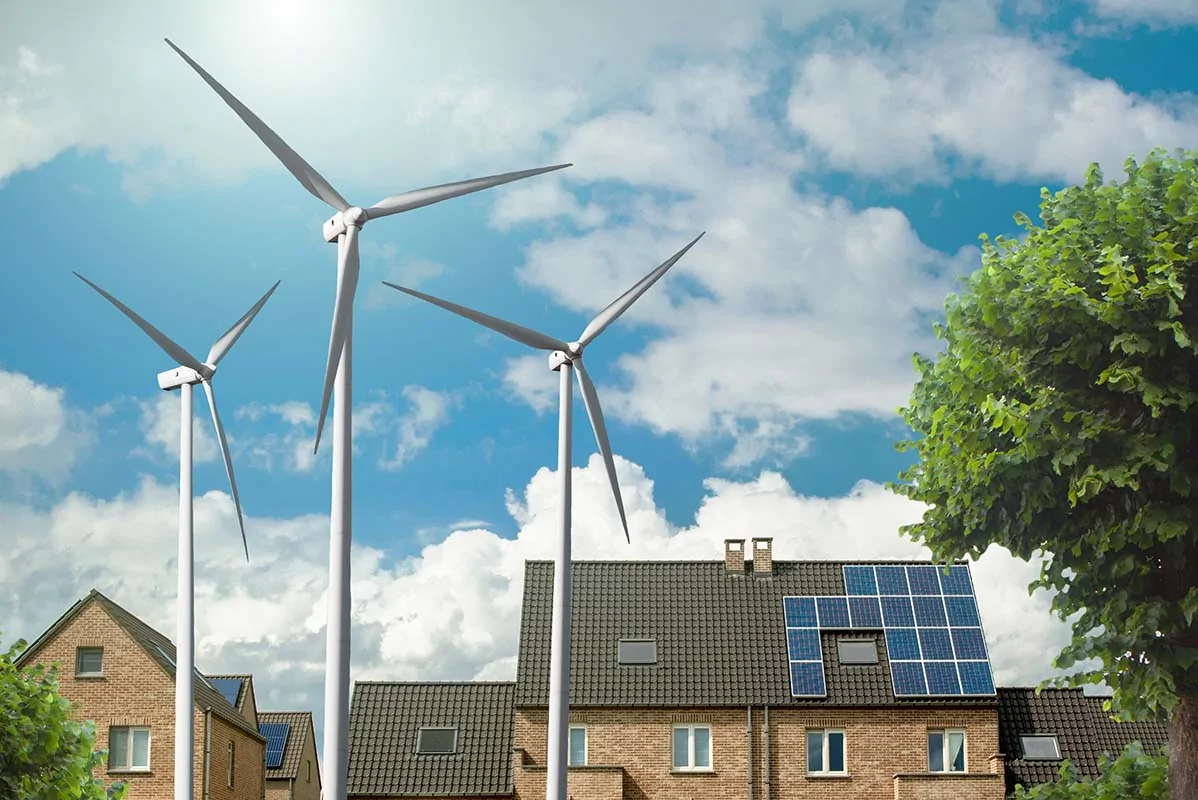 a house with solar vs wind energy source