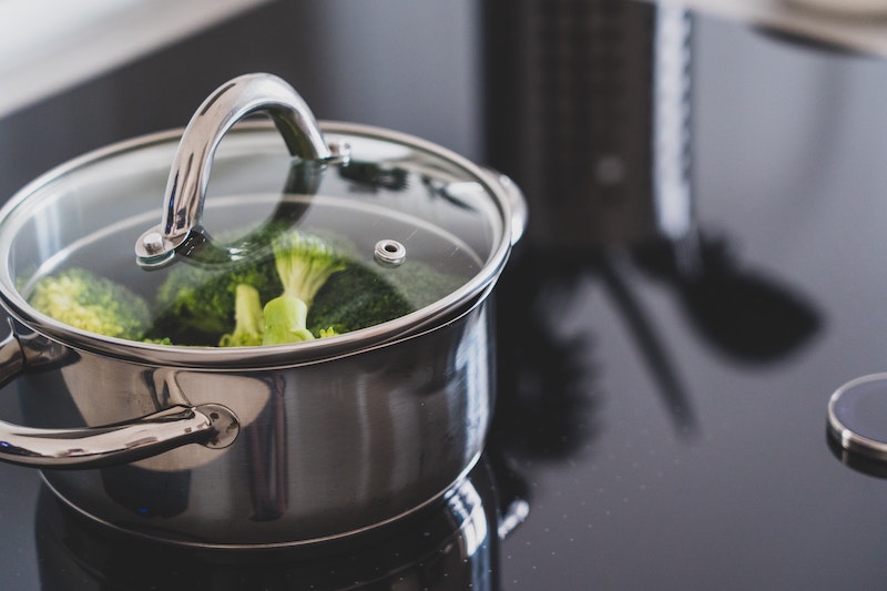 stainless steel cooking pot on the stove