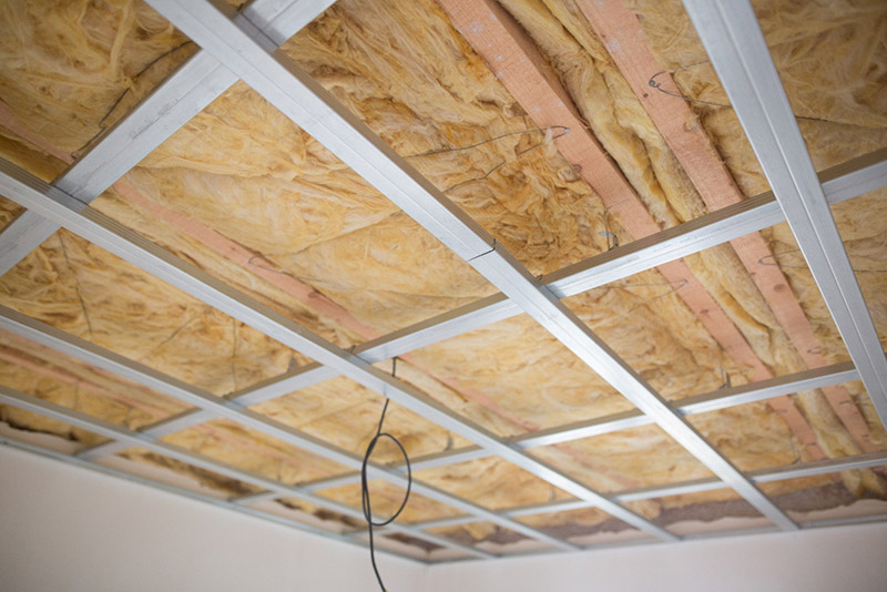 sheep's wool insulation on a ceiling