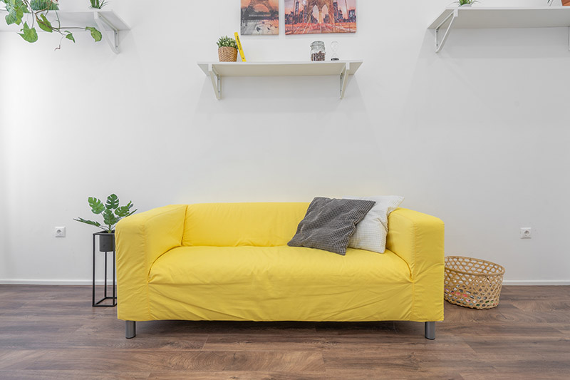 mass market yellow sofa