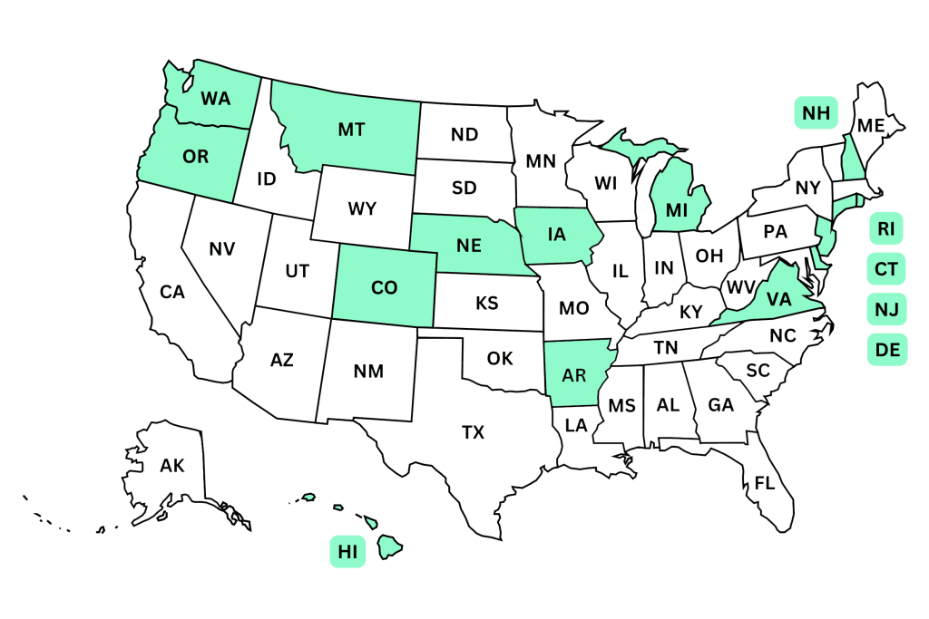 a map of the USA that shows states that allow PPAs