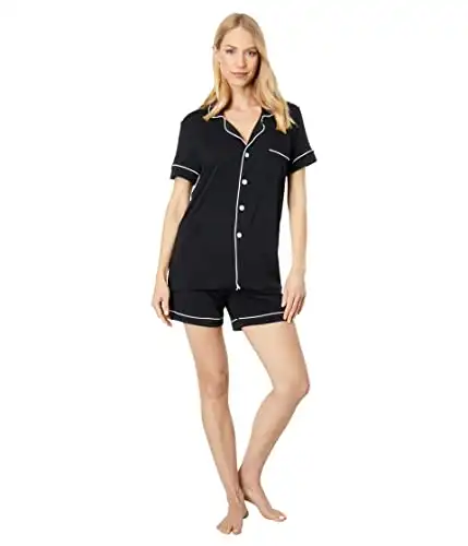 KICKEE Women s Short Sleeve Collared Pajama Set