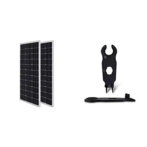 Renogy 2-Pack 100 Watt 12 Volt Monocrystalline Solar Panels & Solar Panel Connector Assembly Tool