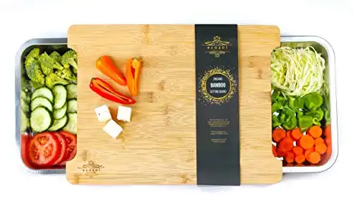 Ecozoi Large Bamboo Cutting Board with Containers
