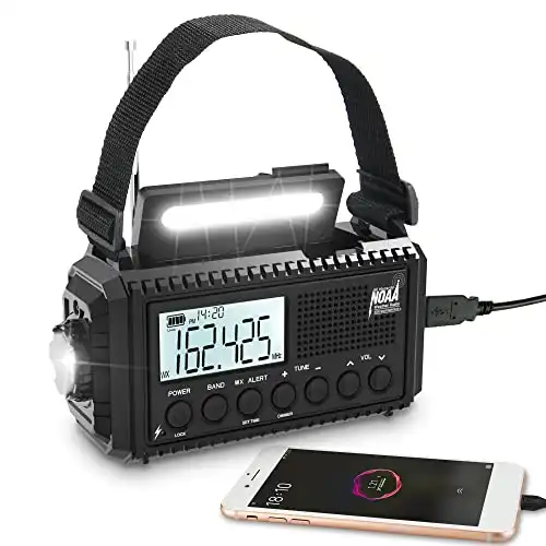 Mesqool Auto NOAA Solar Powered Weather Radio
