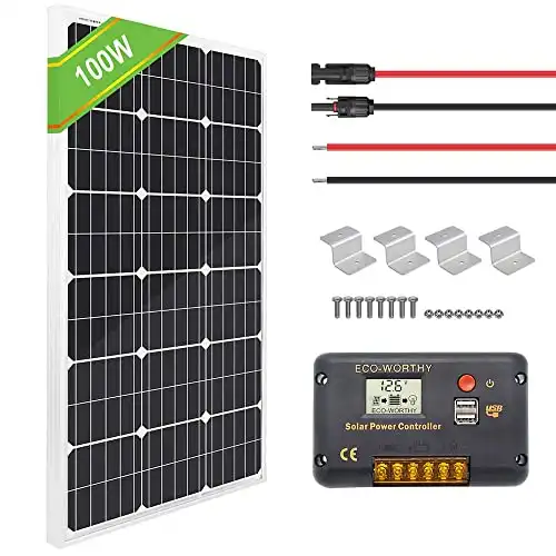 ECO-WORTHY 12V 100W Monocrystalline Solar Panel + 20A LCD Charge Controller