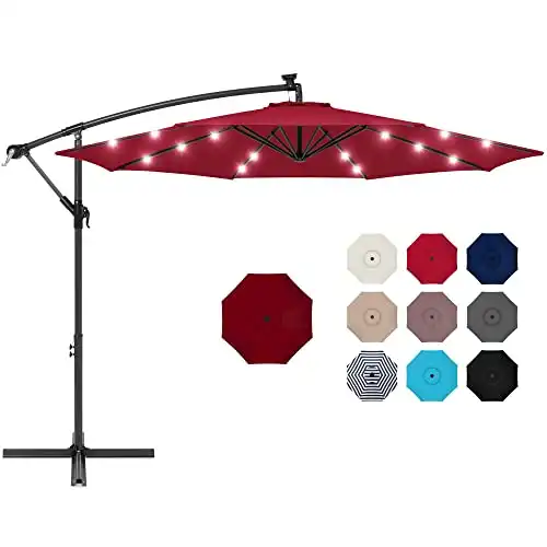 Best Choice 10ft Solar LED Offset Hanging Patio Umbrella