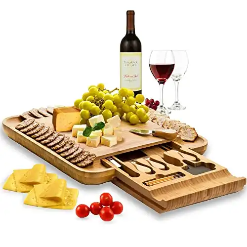Bambüsi Premium Bamboo Cheese Board and Knife Set