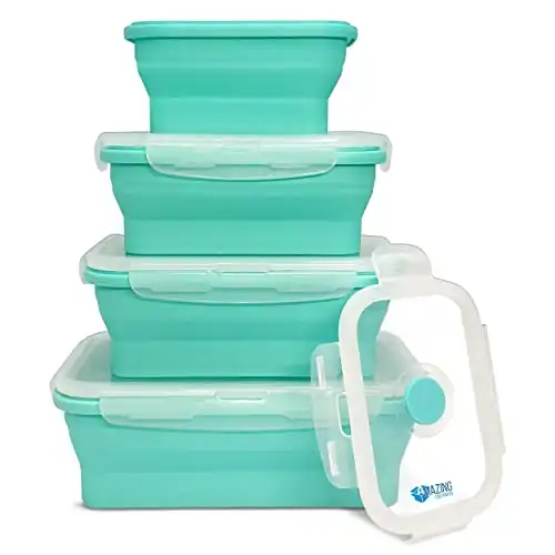 Amazing Containers Collapsible Silicone Food Containers - Set of 4