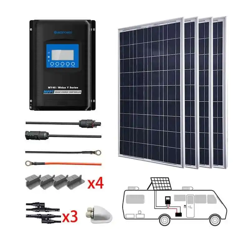 Acopower 400W 12V Poly Solar RV Kits